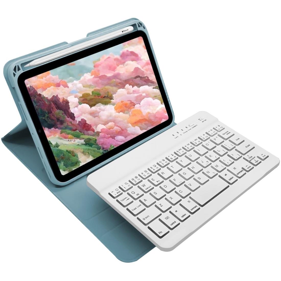 2024 iPad Air 11 M2 キーボード ケース iPad Air 第5世代/4世代 ワイヤレス キーボード付き iPad Pro 11 第4/3/2/1世代 カバー 脱着式 Apple Pencil 充電側収納 全面保護 ビジネス ホワイト キーボード, ブルー