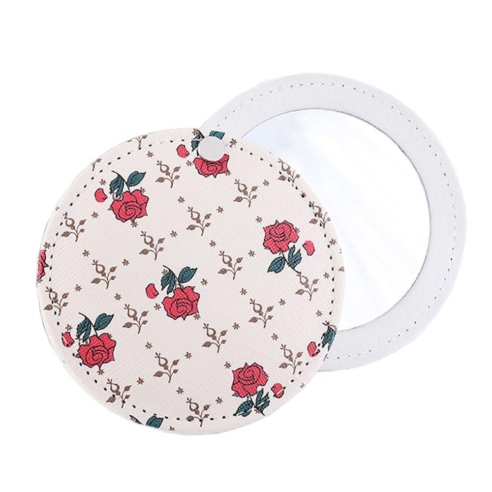 ミラーコンパクトミラー拡大鏡化粧鏡コンパクト化粧鏡携帯ミラー折りたたみミラー (ベージュ)