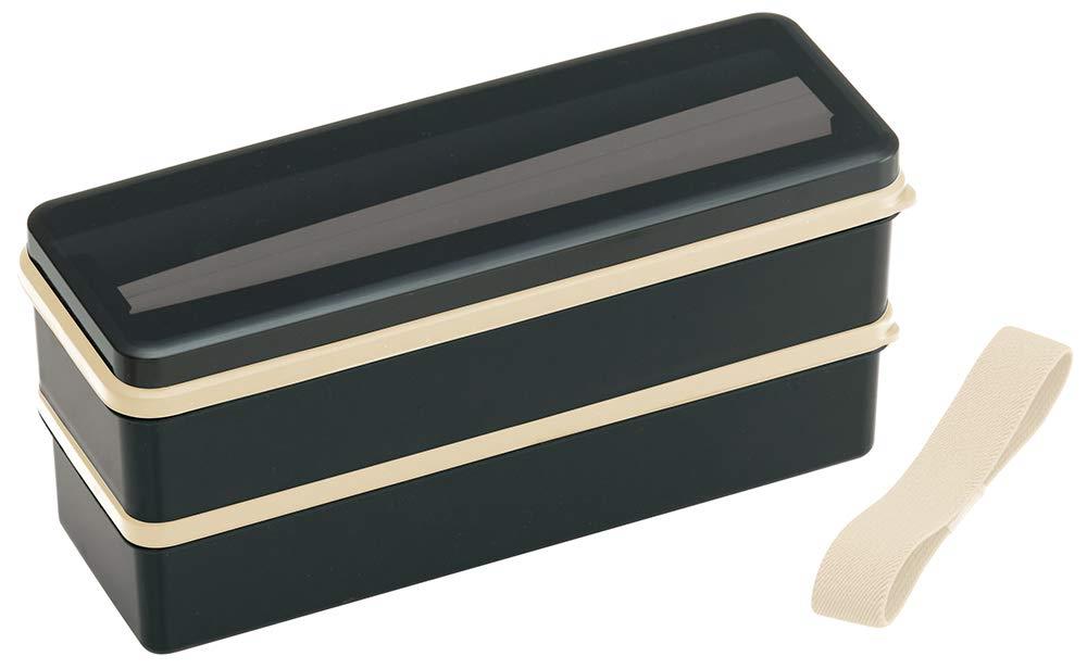 スケーター (skater) 弁当箱 2段 シリコン製内蓋付 900ml 大容量 レトロフレンチ ブラック 日本製 SSLW9B(3)