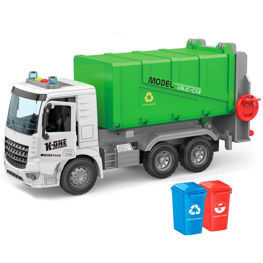 ゴミ収集車 おもちゃ 清掃車 トラック 車おもちゃ 大きい ゴミ回収車 大容量 ゴミ箱付き 子供 知育玩具 LEDライト付き 自動的に走る 子ども 誕生日 クリスマス プレゼント