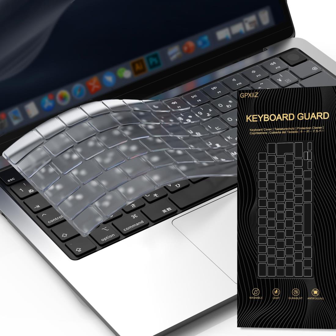 GPXIIZ キーボードカバー M4 M3 M2 MacBook Air 13.6/Air 15/Pro 14/Pro 16 インチ 対応 保護 フィルム 2025-2021 日本語JIS配列 型番 A3240 A3241 A3113 A3114 A2681 A3112 A3185 A3401 A3403 A3186 防塵 マックブック 保護カバー 極薄 TPU透明