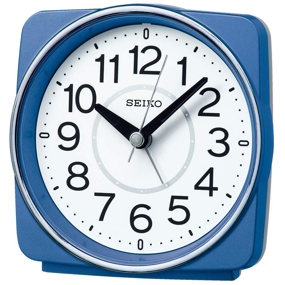 セイコークロック(Seiko Clock) 置き時計 青メタリック 本体サイズ:10.8×11.0×6.0cm 目覚まし時計 電波 アナログ KR335L