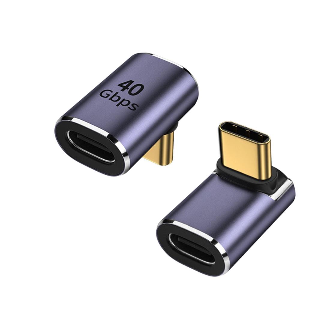 USB4.0 Type C 変換 アダプタ 2個セット 100W 5Aの急速充電をサポート L型90度 40Gbps高速データ転送 8k@120HZ Mac Book 、Nintendo Switch、AndroidなどのType Cデバイスに対