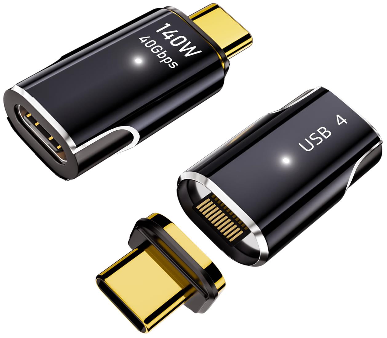 C.WEST USB C マグネット アダプタ I字型【USB4 40Gbps高速データ転送/140W PD急速充電/8K 60Hz HD映像信号伝送】 Type C 変換 C to Cオス メス 変換 Thunderbolt 3 MacBook Pro/Airやその他Type-Cデバイスに対応 (140Wアダプタ2個)