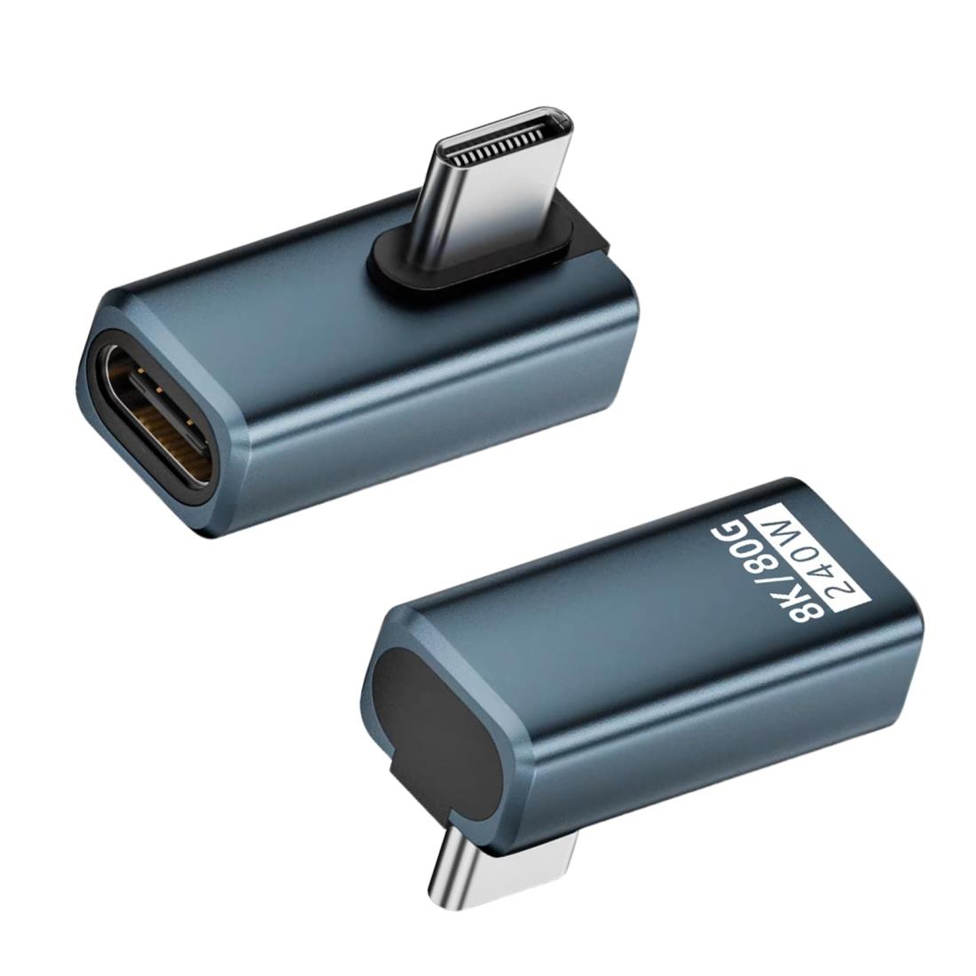 Poyiccot タイプC L字 USB C 変換アダプタ240W/48V/5A超速充電、80Gbps高速伝送 USB4.0 L字 USB C 延長アダプタ、8K@60Hz映像出力USB Type C 延長アダプタ、Thunderbolt 5/4対応 MacBook Pro/MacBook Air, 2個