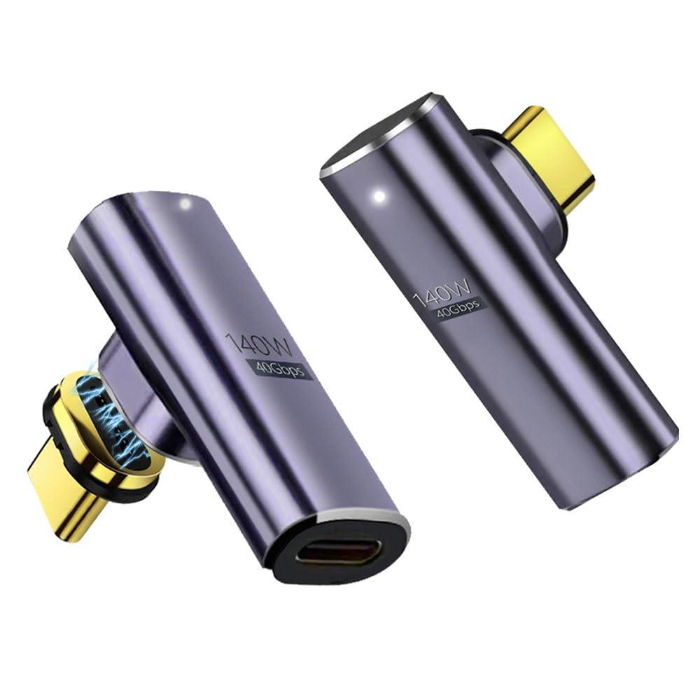 YFFSFDC USB-Cマグネット式 Type C L字 変換 アダプタ USB4.0 自動吸着 マグネット 8K@60Hz映像出力 40Gbps高速データ転送 140W急速充電 Type C 変換 アダプタ オス メス Thunderbolt 3、Mac Book Pro、Nintendo Switch、Sam sung Galaxy S8などのType Cデバイスに対応 2個セ