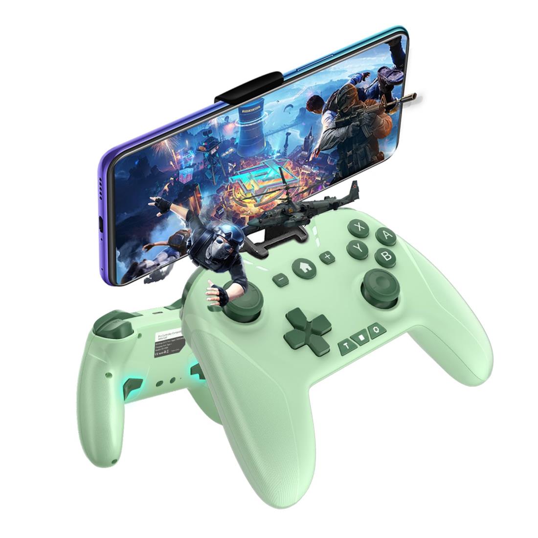 無線コントローラー ゲームパッド IOS/Android/PC/Switch全対応 背面ボタン 自動連射 Bluetooth/2.4GHz/有線接続 6軸ジャイロセンサー マクロ機能 二重振動 スマホ ipad iphone MFI認証 Switch Pro/lite/OLED 各種ゲーム対応 反応速い 高耐久ボタン スマホホルダー付き グリ