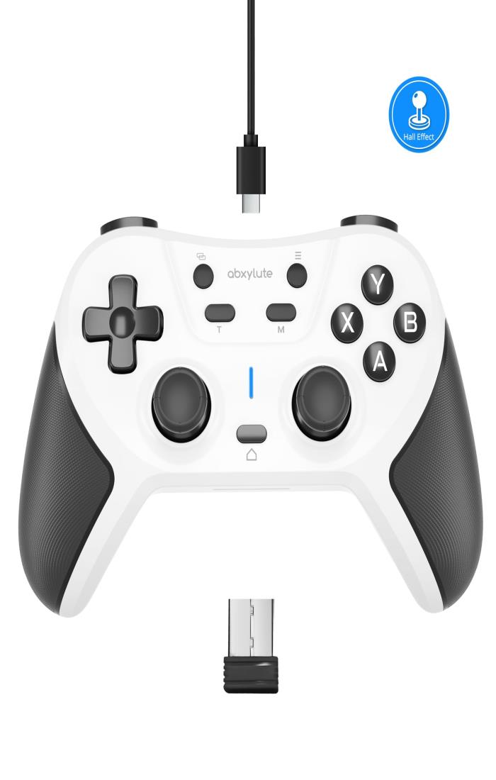 abxylute C5P ワイヤレスゲームコントローラー（対応：PC/Switch/iOS/Android/PS3/PS4/Steam/MAC）、2.4GHz ホール効果スティック＆トリガー - リマップ可能な背面ボタン - ゴム加工グリップ搭載 コンソールレイアウト ゲームパッド（振動機能付き）無線/有線/2.4GHz