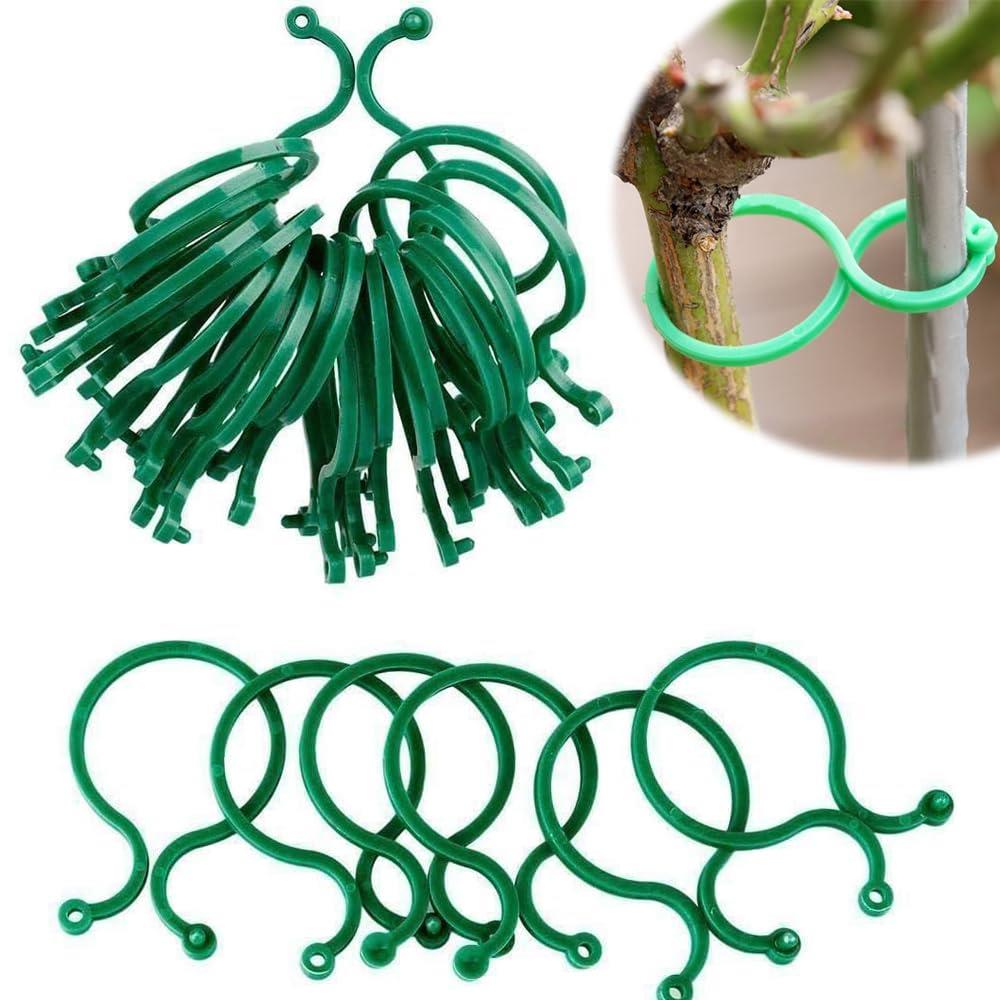 誘引クリップ 園芸 クリップ 結束バンド 植物サポートクリップ 支柱クリップ 庭の植物サポートリング ..