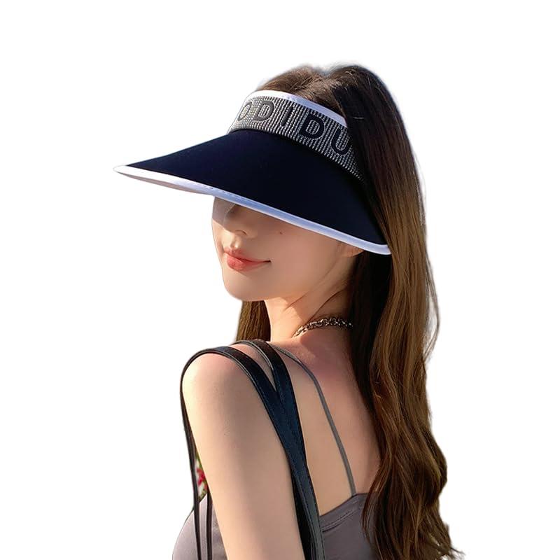 [LeafIn] サンバイザー レディース UVカット ひも付き 冷感素材 帽子 夏 つば広 吸汗 日よけ 日焼け防..