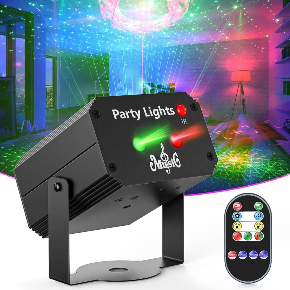 ZonQoonz ディスコ パーティー ライト リモコン付き 32 の異なるモード複数のステージ照明効果サウンド..