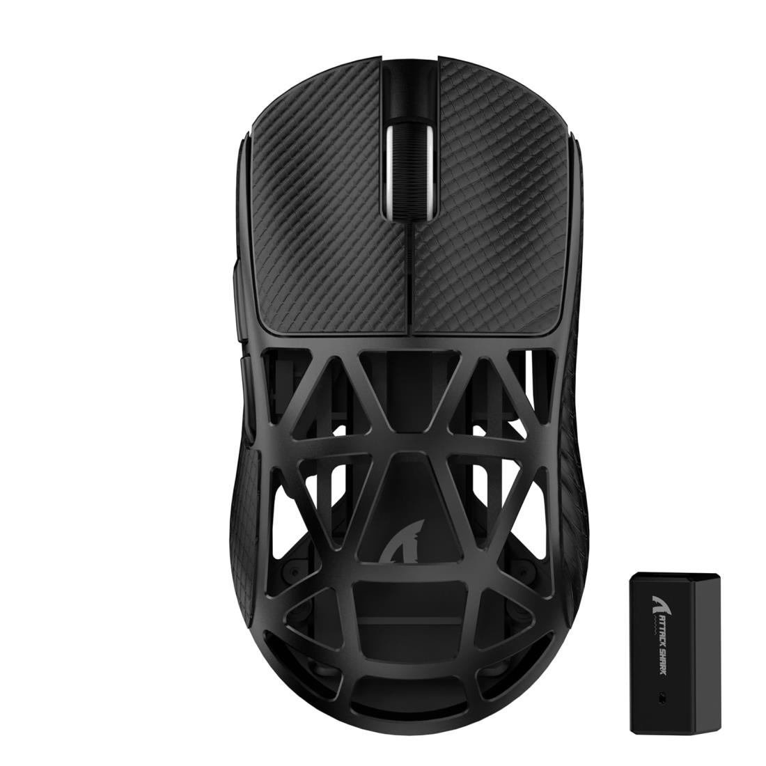 ATTACK SHARK R2 ゲーミングマウス マグネシウム合金 ワイヤレス PAW3950 8000hz 2.4G/Bluetooth/USB有線 42000DPI 45g超軽量 光学マイクロスイッチ コイルケーブル付き アンチスリップテープ付き 技適取得済み（黒）