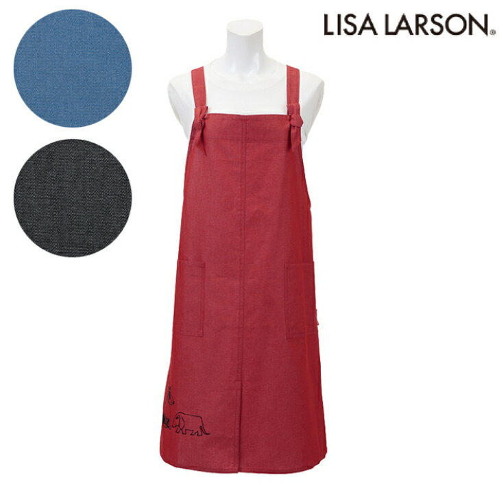 〈SALE〉【LISA LARSON】リサ ラーソンスケッチ犬刺しゅうジャンパースカート エプロン〈1点までメール便OK〉 ブランド シンプル 北欧 おしゃれ