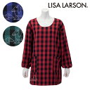〈SALE〉【LISA LARSON】リサ ラーソンブロックチェック スケッチ犬刺繍割烹着