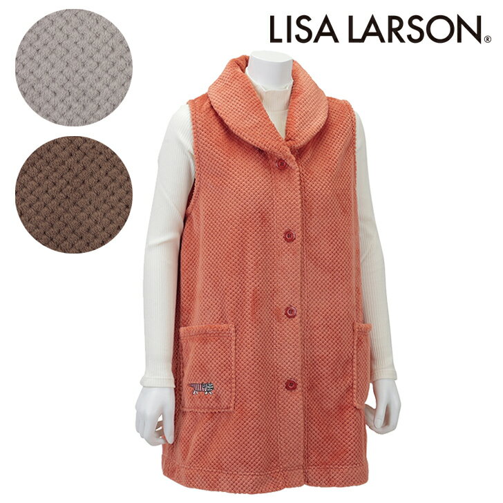 楽天エプロンメーカーのお店サロンジェ〈SALE〉【LISA LARSON】 リサ ラーソンボア×マイキー刺しゅう 背付き あったか エプロン リサラーソン 北欧 猫 ボタン ブランド おしゃれ