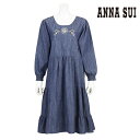 【ANNA SUI】アナ スイデニム×鳥と太陽刺繍背中ボタン割烹着