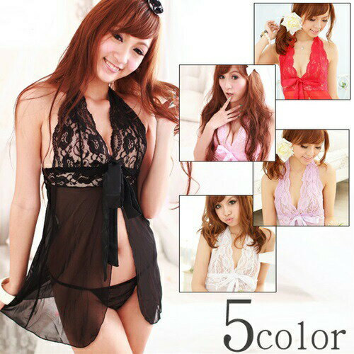【メール便送料無料】セクシー ランジェリー ベビードール ショーツ レッド/ピンク/ラベンダー/ホワイト/ブラックの5カラー■勝負下着 ガーター スリップ Tバ...