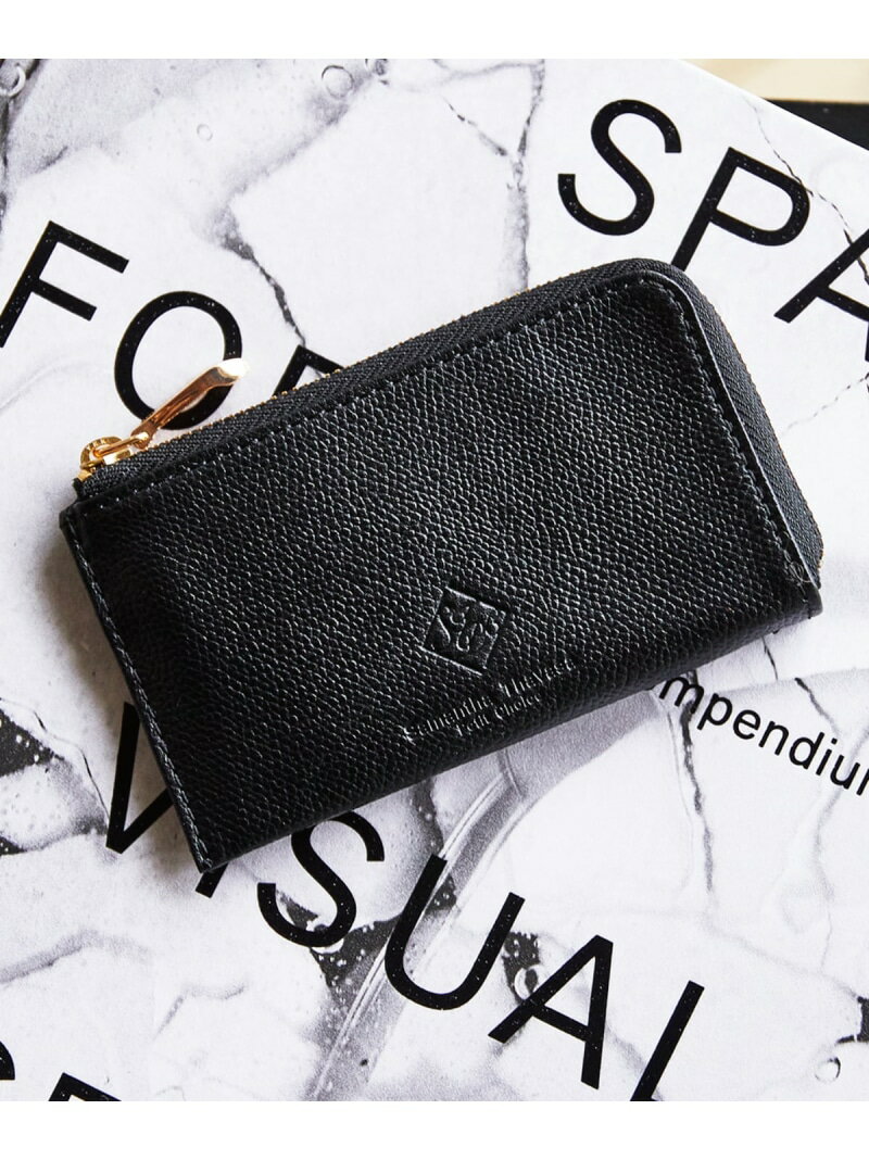 スクエアモチーフソフトレザー フラグメントケース Samantha Thavasa Petit Choice サマンサタバサプチチョイス 財布・ポーチ・ケース 財布 グレー ピンク グリーン ブラック【送料無料】[Rakuten Fashion]