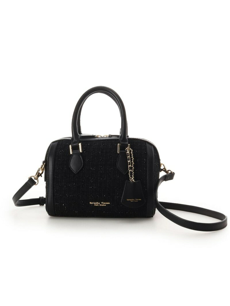 ツイード ボストンバッグ Samantha Thavasa Petit Choice サマンサタバサプチチョイス バッグ ボストンバッグ ホワイト ブラック ピンク【送料無料】[Rakuten Fashion]