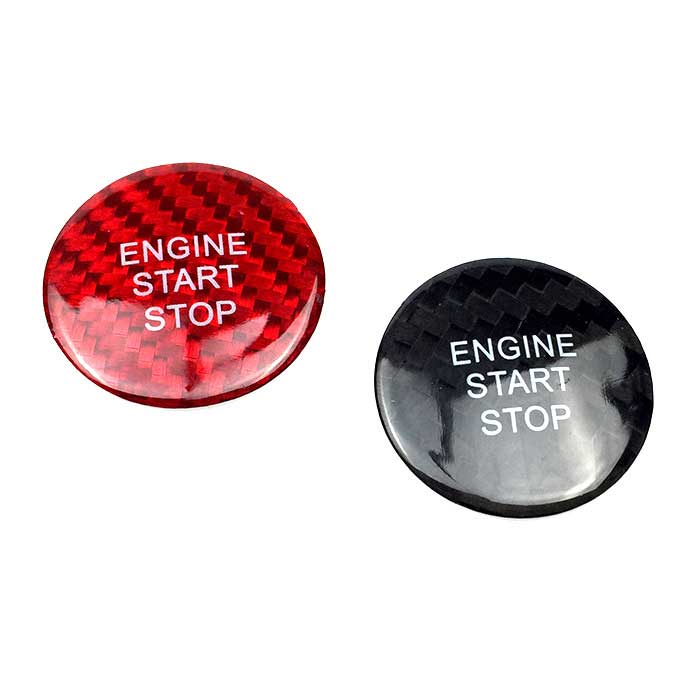 カーボン ファイバー エンジン スタート スイッチ イグニッション ボタン カバー キャップ トリム Honda Accord Civic Spirior URV AVANCIER フィット用 ブラック 赤