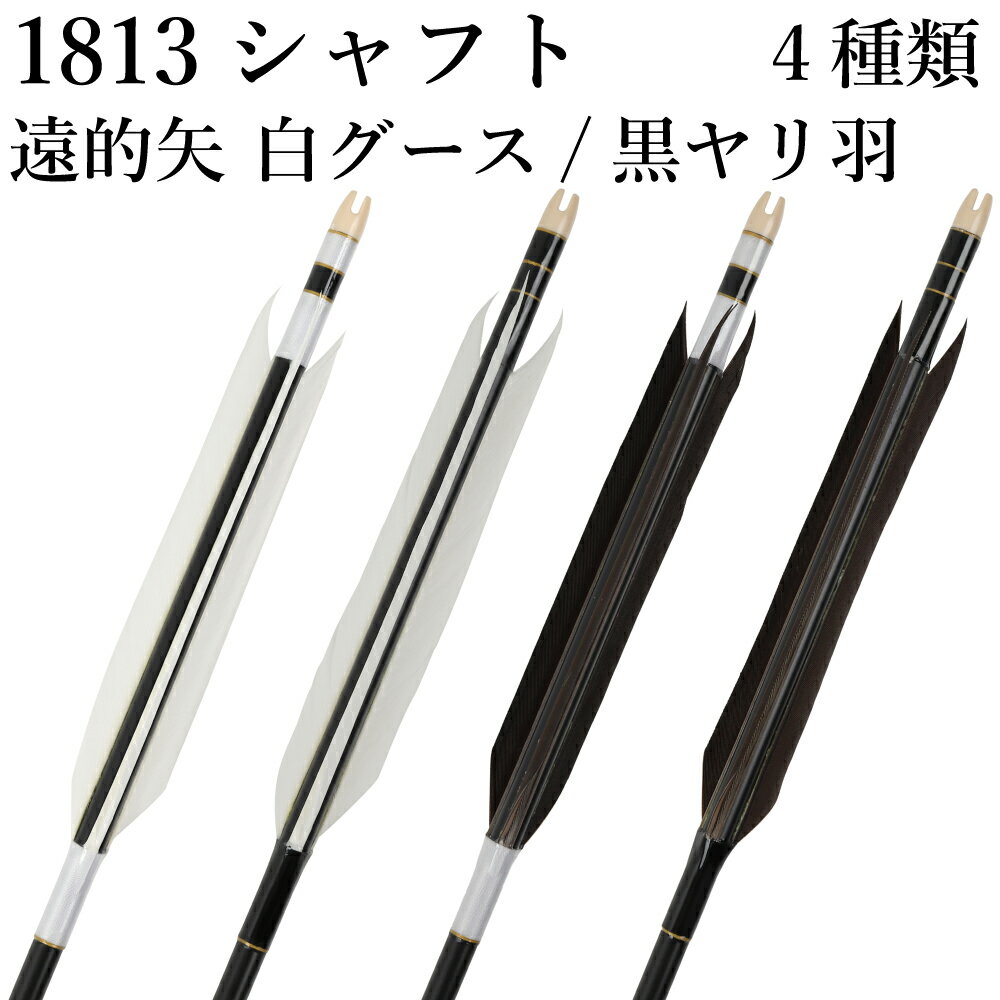 白グース 黒ヤリ羽 遠的矢 1813シャフト 6本組 ハギ糸 白・黒 推奨弓力 12kg以下 弓道 矢 黒シャフト 商品番号 D-1775 山武弓具店 送料無料