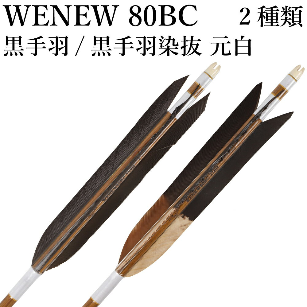 黒手羽 染抜 元白 WENEW 80BC 6本組 バンブーカーボン ハギ糸 白 推奨弓力 13～16kg 弓道 矢 mizuno シ..