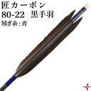 弓道 矢 黒手羽 匠カーボン カーボン マットブラック 艶消し 黒 ハギ糸:青 ブルー 6本組 80-22 推奨弓力 13kg以上 商品番号D-1760 山武弓具店 送料無料