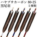 ハヤブサカーボン 80-25 黒尾羽 6本組 5種類 ハギ糸 白 黒 青 深緑 赤 推奨弓力 14〜17kg 商品番号 D-1793 弓具 弓道 矢 隼 カーボ...