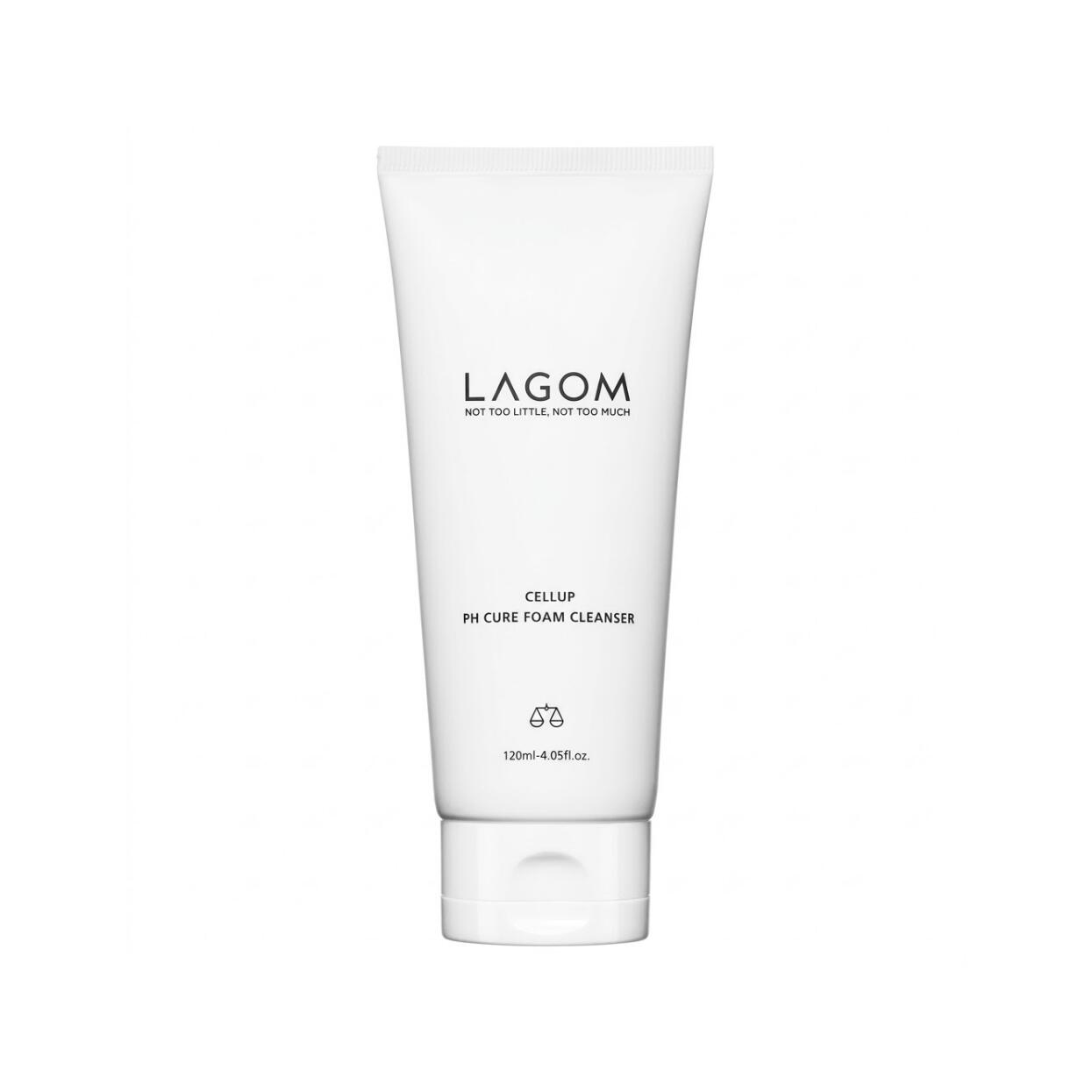 LAGOM CELLUP pH Cure Foam Cleanser 120ml 라공 셀럽 pH 큐어 폼 클렌저 120ml ゆらぎやすい肌の水分バリアを守る弱酸性処方 ヒマラヤ岩塩＆アクアシシア配合 やわらかな泡が不要な角質と汚れをやさしく落としつっぱり感のないすこやかな肌へ マイクロフォーム濃密泡 皮脂や毛穴汚れをしっかり吸着に対し本品pHキュアは敏感肌 ゆらぎ肌の肌バリアを保護する弱酸性 pH約5ケアに特化しています