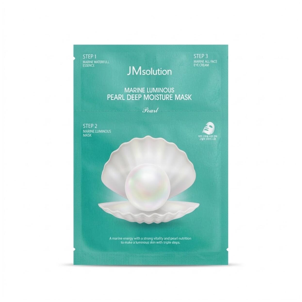JMsolution Marine Luminous Pearl Deep Moisture Mask 10sheets 제이엠솔루션 마린 루미너스 퍤 딩 빔이스처 마스크 10매 海洋深層水と真珠エキスを配合した3ステップ集中保湿シートマスク 1導入美容液で肌のキメを整え水分を行き渡らせた後 2高密着キュプラシートで真珠光彩エネルギー深くまでチャージ 3オールフェイス用アイクリームを仕上げになじませ うるおいを閉じ込めふっくらとなめらかなツヤ肌へ仕上げます