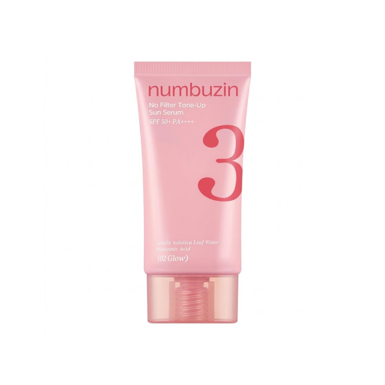 numbuzinNo.3 Porcelain Base-skip Tone Up Sun Cream 50ml 02 Glow みずみずしいうるおいと自然なツヤを与えくすみを晴らし透明感あふれる水光肌へトーンアップUVクリーム 光を集めて輝くナチュラルグロウ処方でスキンケアエッセンスを贅沢に配合し肌の内側からうるおいがにじみ出るような上品な水光ツヤを