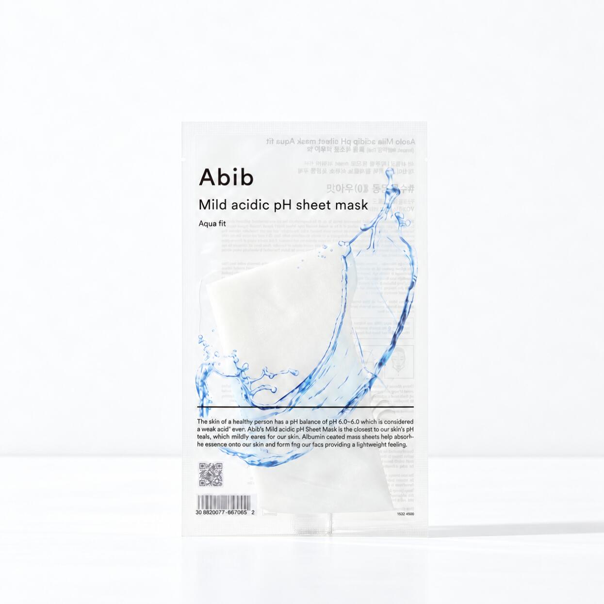 Abib Mild Acidic pH Sheet Mask Aqua Fit 30ml 水分集中補給ヒアルロン酸や高保湿成分配合ウォータージェルエッセンスが乾燥した肌の深くまでたっぷりと水分を行き渡らせます 竹繊維とアルブミン由来成分を組み合わせた独自シート採用 肌に乗せると収縮し吸い付くように密着し浸透をサポート健康な素肌に近い弱酸性処方で肌本来のバリア機能を整えみずみずしく透明感のある肌へ