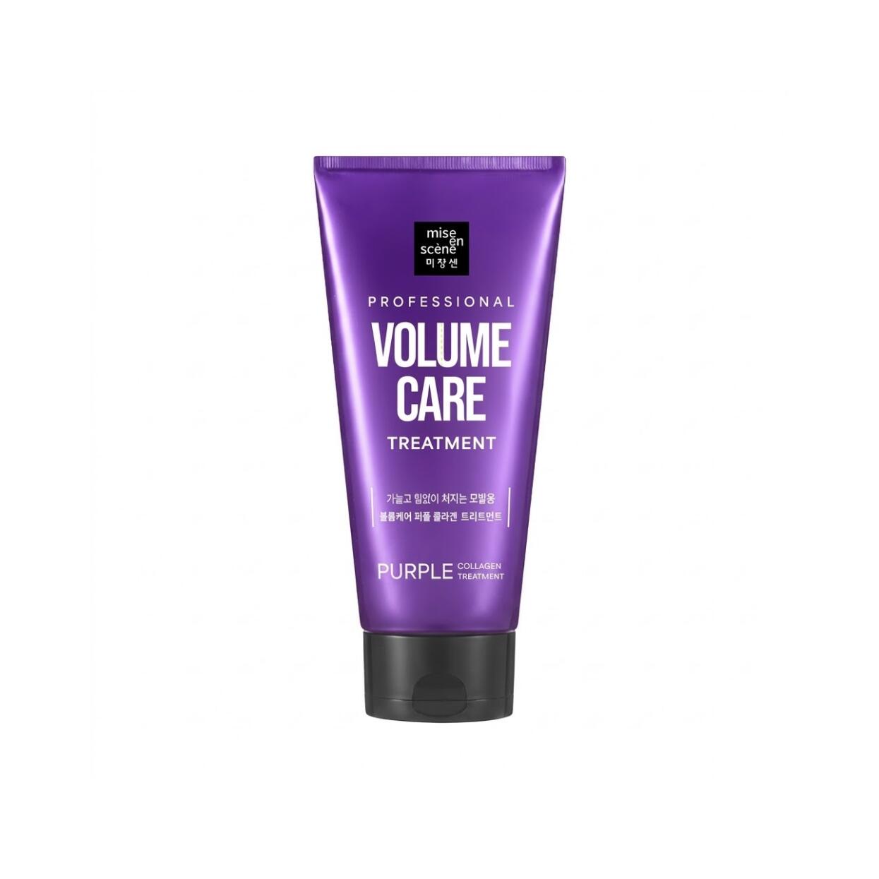 mise en sceneProfessional Volume Care Purple Collagen Treatment 180ml 미장센 프로페셤널 볼릈톐어 퍼플 톄라겐 트리트먼트 180ml ペタンコ髪 軟毛にハリとコシを与える低分子コラーゲン配合毛先を潤しながら重たくならずふんわり弾力を保ちますすすいだ後は毛先がするんとほどけドライ後は根元がエアリーなふんわり感をキープ