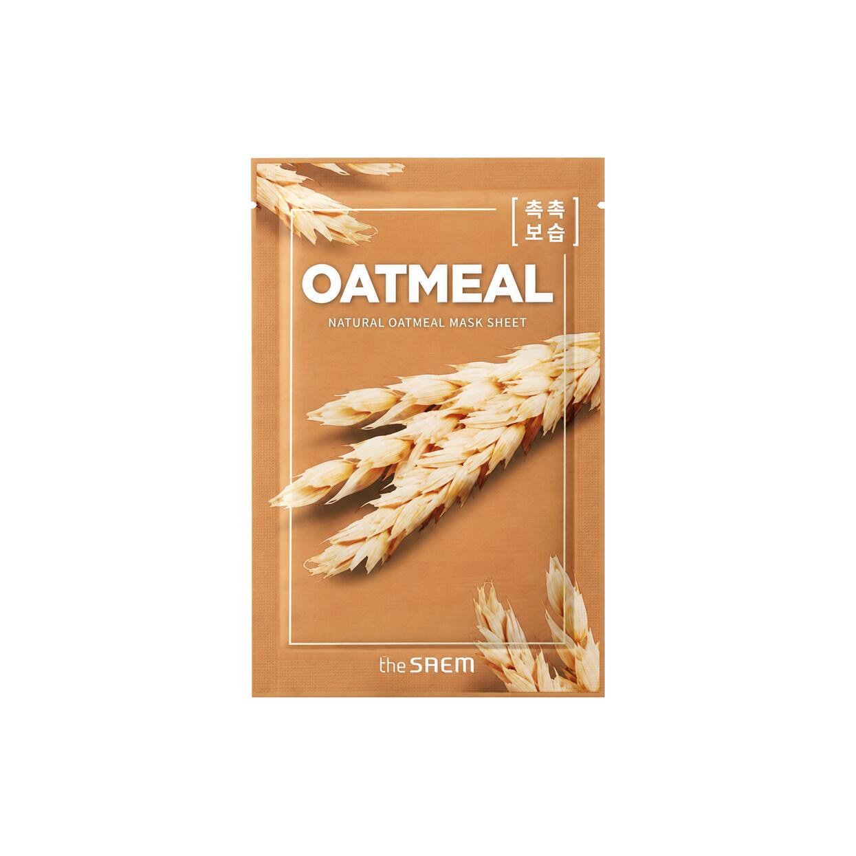 THE SAEM Natural Oatmeal Mask Sheet 21ml 豊富なアミノ酸やビタミン食物繊維を含むオートミールエキス配合荒れがちな肌をやさしく包み込みます高保湿マスクシート
