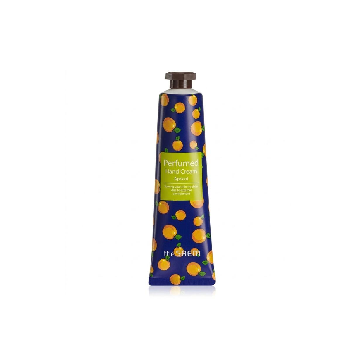 THE SAEM Perfumed Hand Cream 30ml Apricot もぎたての果実を思わせるみずみずしくジューシーなアプリコットの香り気分を明るくリフレッシュしたい時のハンドケアにアバターやカカオシードバターなどの保湿成分配合