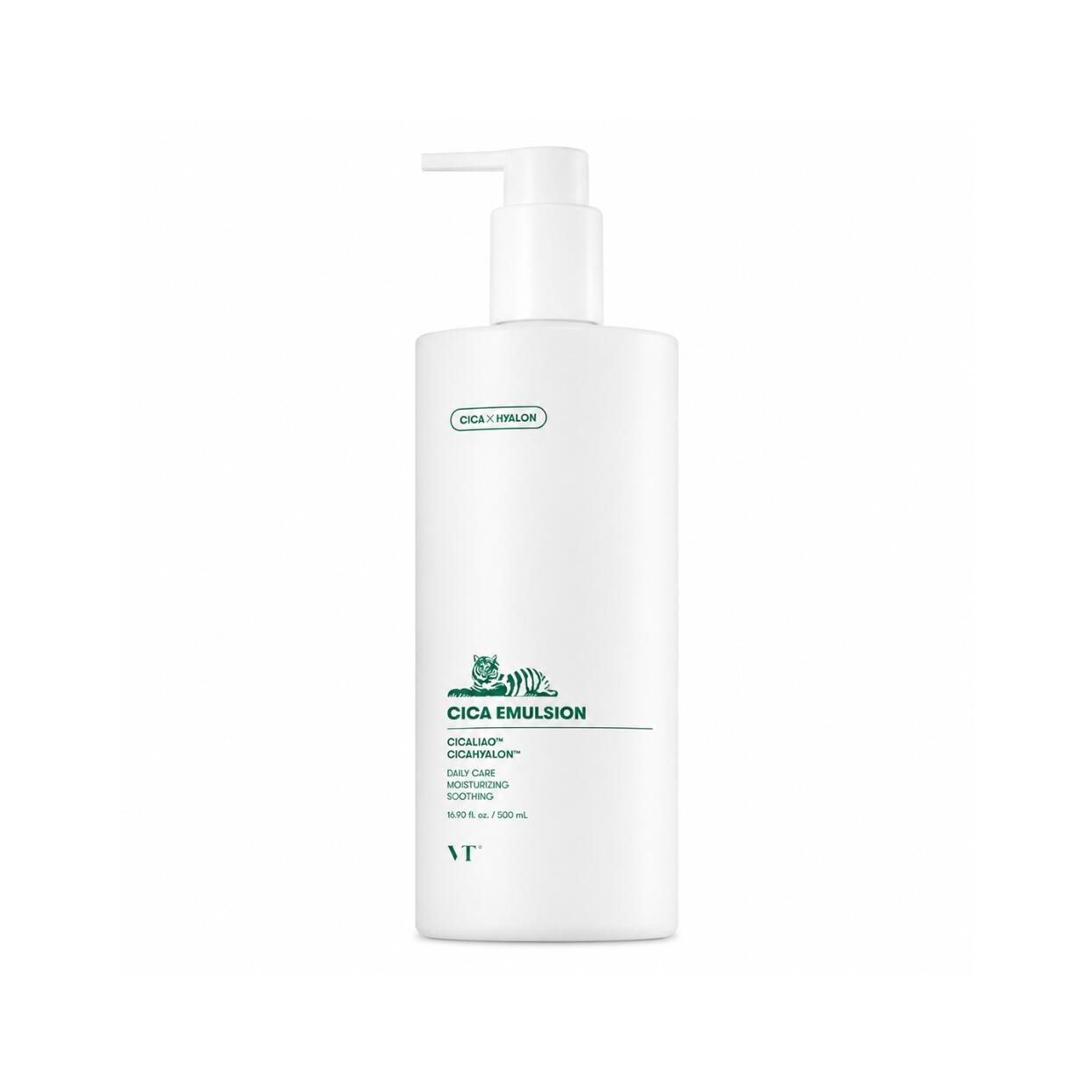 VT CICA Emulsion 500ml 独自成分CICAHYALO配合の弱酸性シカ乳液 乾燥や外的刺激でゆらぐ肌の油水分バランスを整え肌荒れをケア軽やかなジェルミルク処方でみずみずしく健やかな肌へポンプ式エマルジョン