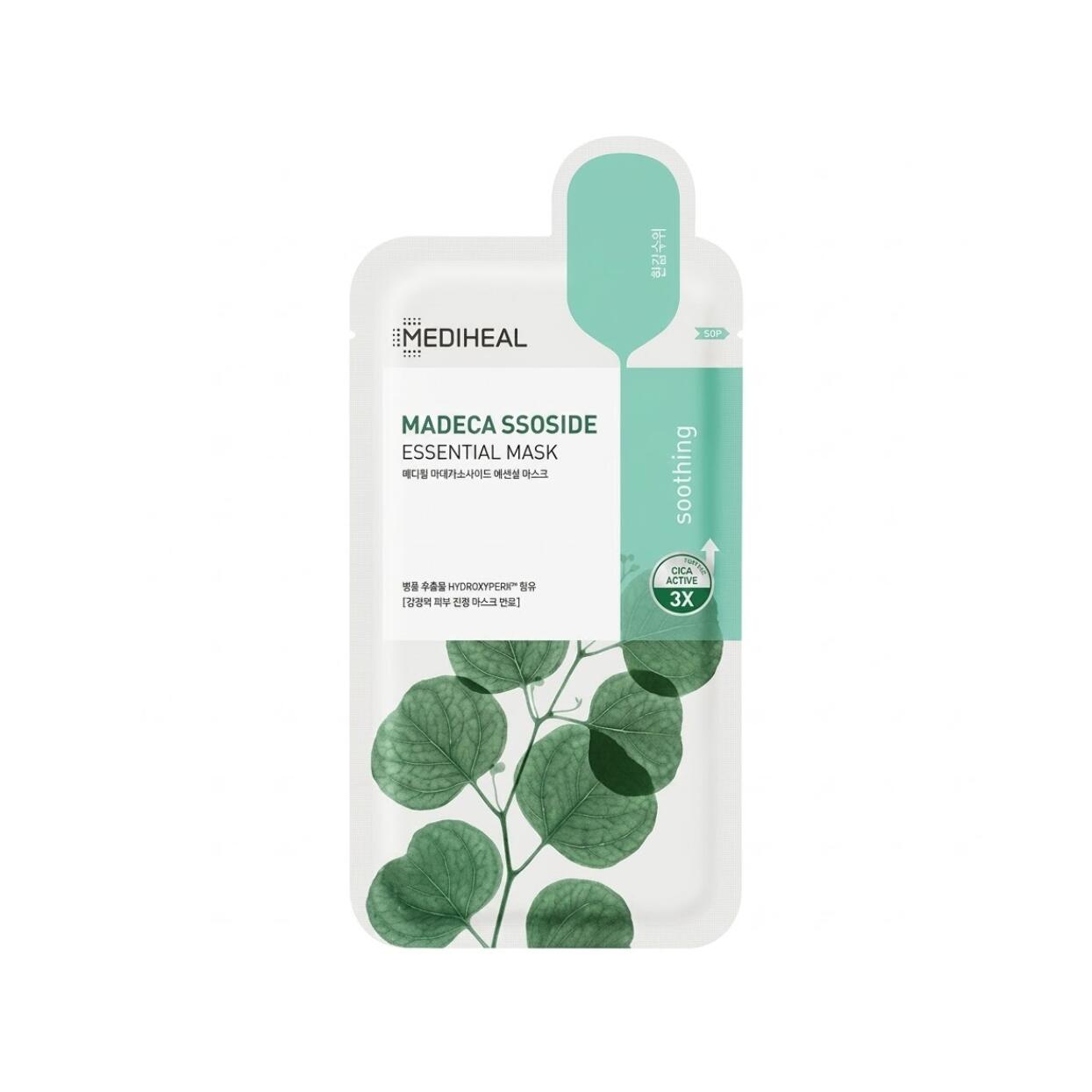 MEDIHEAL Madecassoside Essential Mask 24ml 肌荒れを防ぐマデカソサイド肌を整えるナイアシンアミド配合のW効果アプローチ肌トラブルケアシートマスク低刺激処方ヴィーガン認証シート