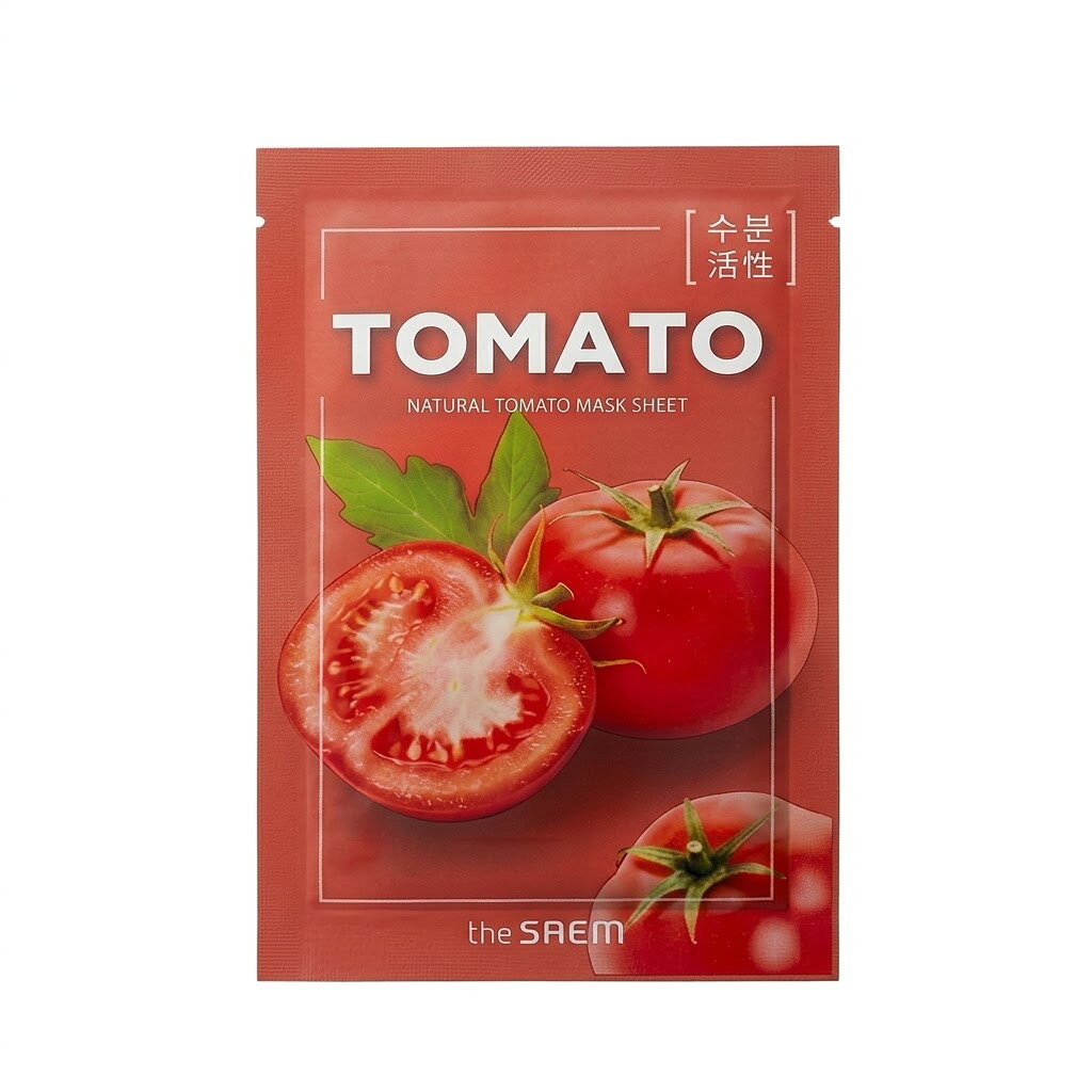 THE SAEM Natural Tomato Mask Sheet 21ml リコピンや各種ビタミンを豊富に含むトマトエキス配合パサついた肌を生き生きとした透明感を与えます