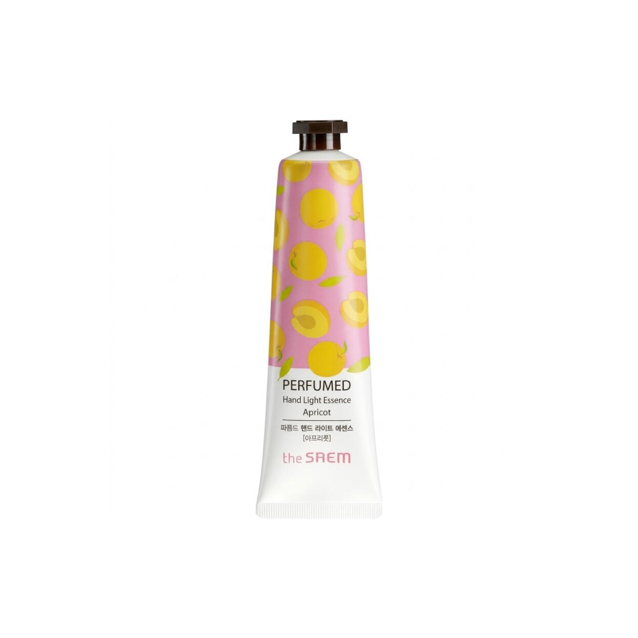 THE SAEM Perfumed Hand Light Essence 30ml Apricot もぎたての果実感を思わせるフレッシュで愛らしいアプリコットのアロマが手肌を包み込みます香水のように軽やかに香り立ち作業中の気分転換やリフレッシュに通常のエッセンスやクリームよりもさらに軽やかなライトエッセンスタイプ