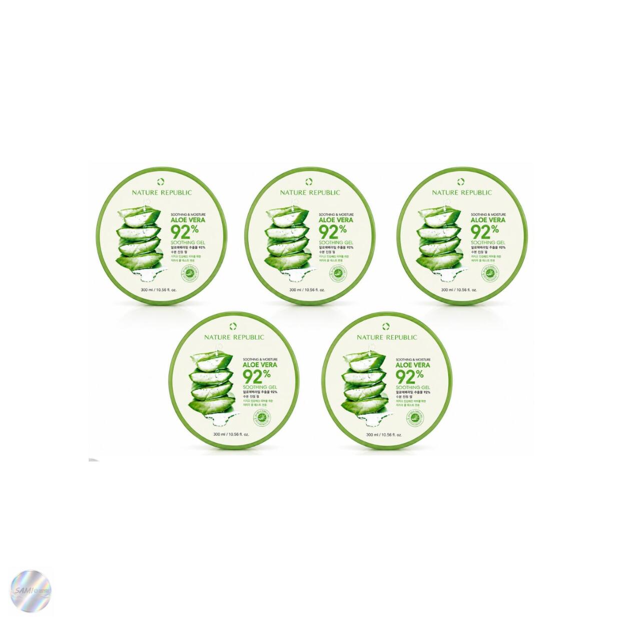 NATUREREPUBLI Soothing & Moisture Aloe Vera 92% Soothing Gel, 300ml x 5, Pack of 5 (Value Pack)