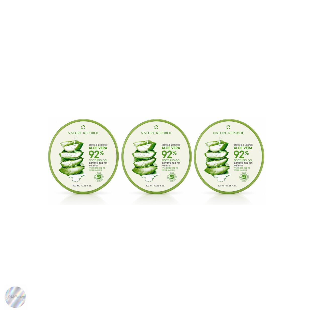 NATUREREPUBLI Soothing & Moisture Aloe Vera 92% Soothing Gel 300ml x 3-Pack (Value Pack)