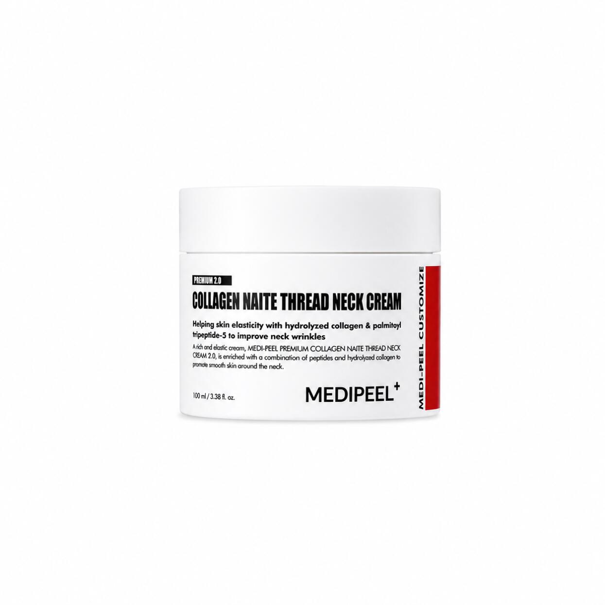 MEDIPEEL Premium Naite Thread Neck Cream2.0 100ml 低分子コラーゲンとペプチド糸成分配合の首元専用エイジングケアクリーム もっちり伸びる糸状テクスチャーが首元の溝やたるみに密着しハリと弾力を集中チャージ 乾燥小ジワをケアしてなめらかでピンと引き締まったネックラインへ