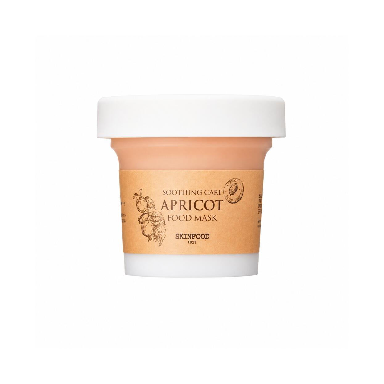SKINFOODApricot Food Mask 120g ビタミンやβ-カロテンを含むアンズ果実エキスを配合 外部刺激や熱感で敏感になった肌の赤みや過敏反応をおだやかに鎮静し酸化ストレスから角層を保護しながらすこやかに整える鎮静 角質ケアパック