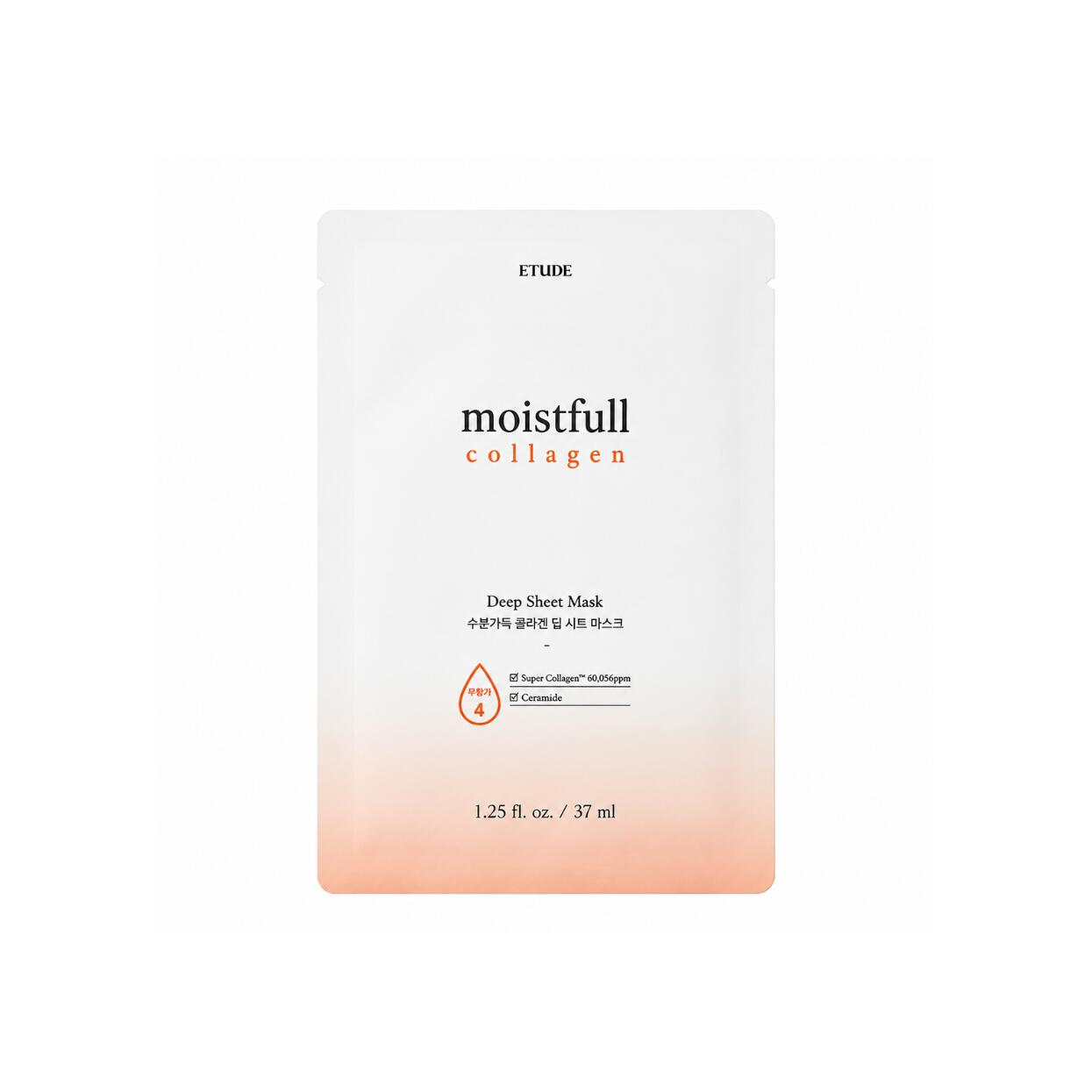ETUDE moistfull collagen Deep Sheet Mask 37ml 美容液1本分37mlスーパーコラーゲンセラミドが角質層まで濃密に浸透ふっくらハリのあるもちもち肌へ高保湿シートマスク