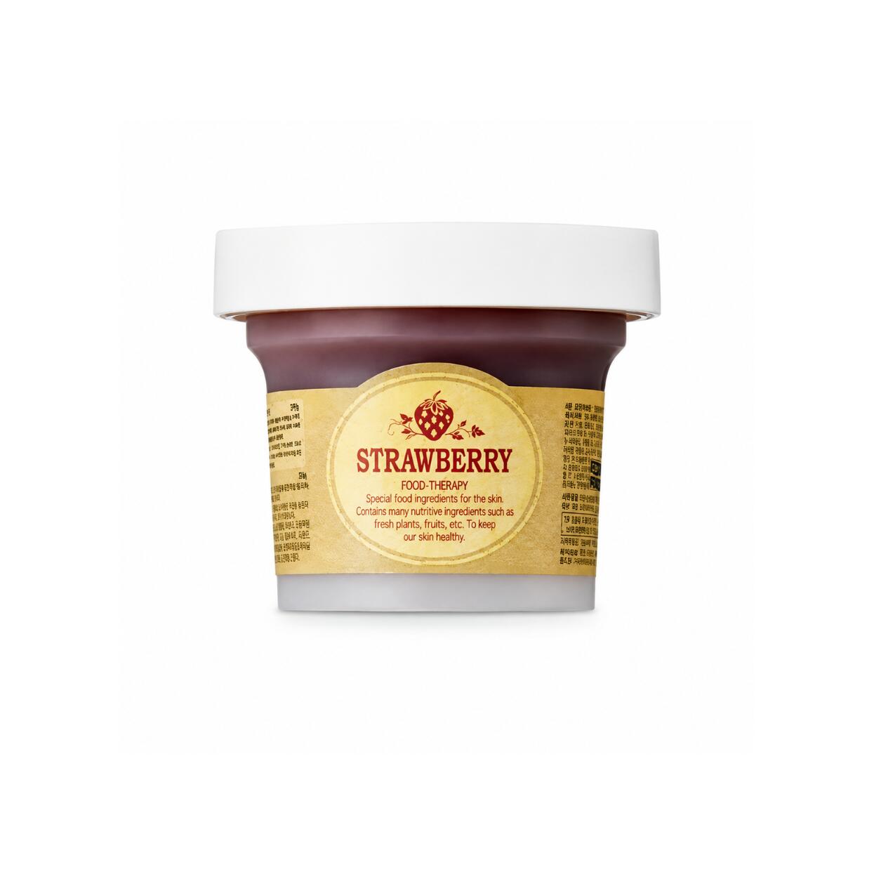 SKINFOODBlack Sugar Strawberry Mask Wash Off 100g 黒糖の天然スクラブとイチゴ種子油が古い角質を取り除き肌をしっとり和らげる洗い流し用パック甘酸っぱいイチゴの香りに包まれ毛穴ケアもっちり透明感のあるなめらか肌へ