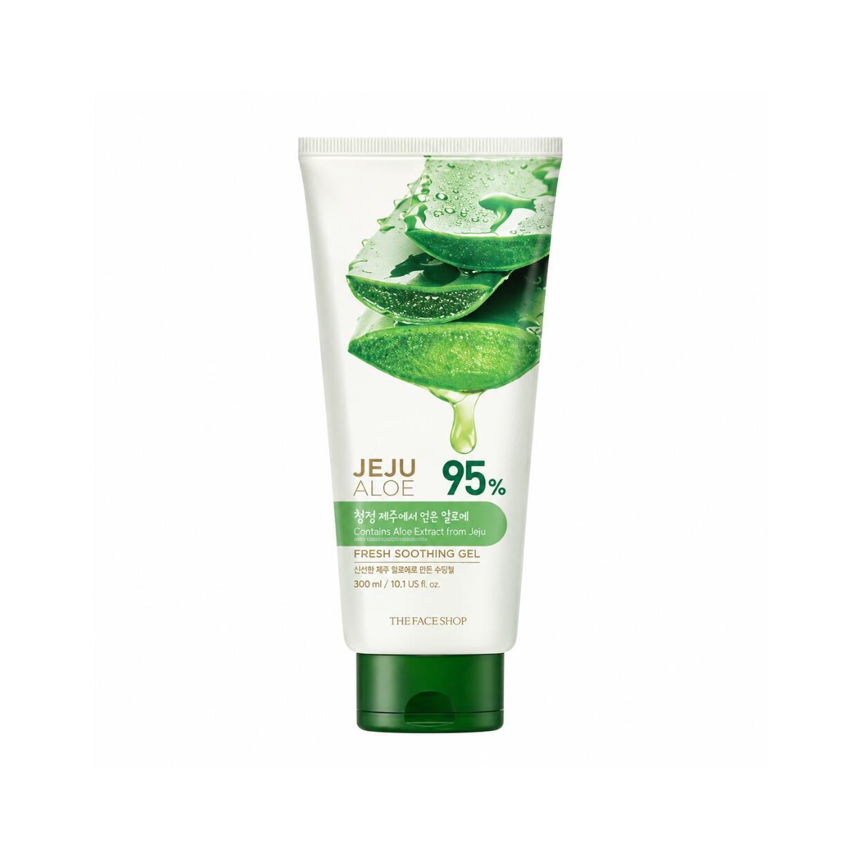 THE FACE SHOP Jeju Aloe Fresh Soothing Gel 300ml チェジュ島産アロエベラ葉エキス高濃度配合 紫外線や外部刺激により火照った肌の炎症を素早く沈静みずみずしいジェル状のテクスチャーが角質層の水分量を急激に高め粘着感なくすっきりと浸透しながら乾燥した素肌のバリア機能をサポート多機能スージングジェル