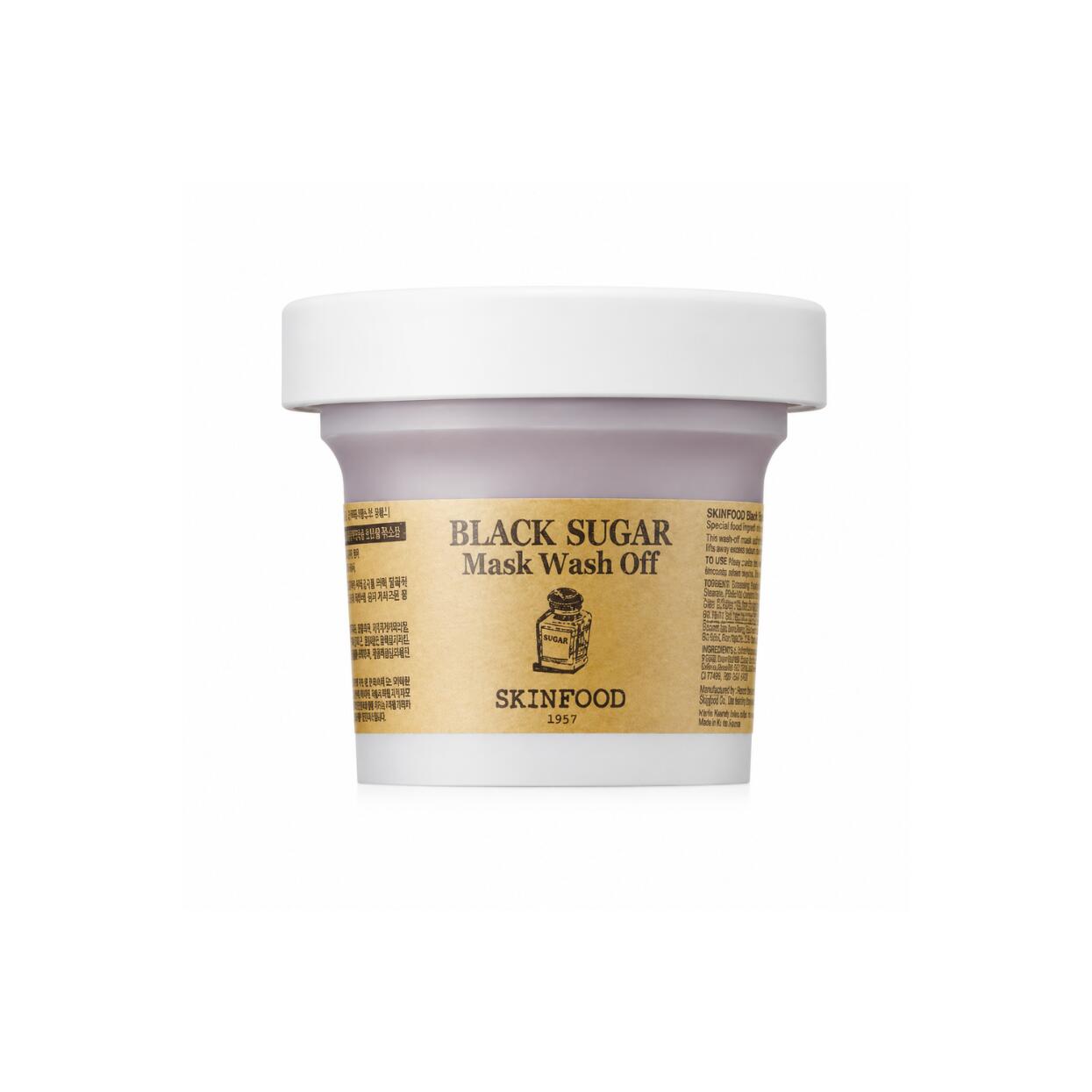 SKINFOOD Black Sugar Mask Wash Off 120g オーガニックのブラックシュガー黒糖が古い角質や毛穴のザラつきをやさしく取り除き触りたくなるようなしっとりツルツルの素肌へスキンフードロングセラーの洗い流し用パック