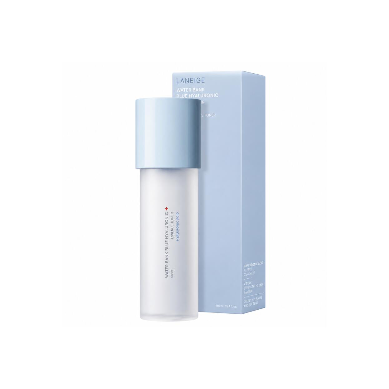 LANEIGE Water Bank Blue Hyaluronic Essence Toner Moisturizing 160ml 独自成分ブルーヒアルロン酸が乾燥した肌の角質層へすみやかに浸透キメを整えながら水分バリアをサポートし次に使うスキンケアのなじみを高めしっとりとなめらかな肌へ