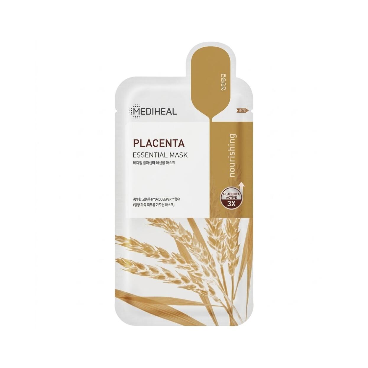 MEDIHEAL Placenta Essential Mask 24ml 10 植物性プラセンタエキスなどの豊富な美容成分を贅沢に配合 高密着シートが乾燥やハリ不足が気になる肌にフィット弾むようなハリとツヤに満ちたすこやかな素肌へと整える集中エイジングケアシート