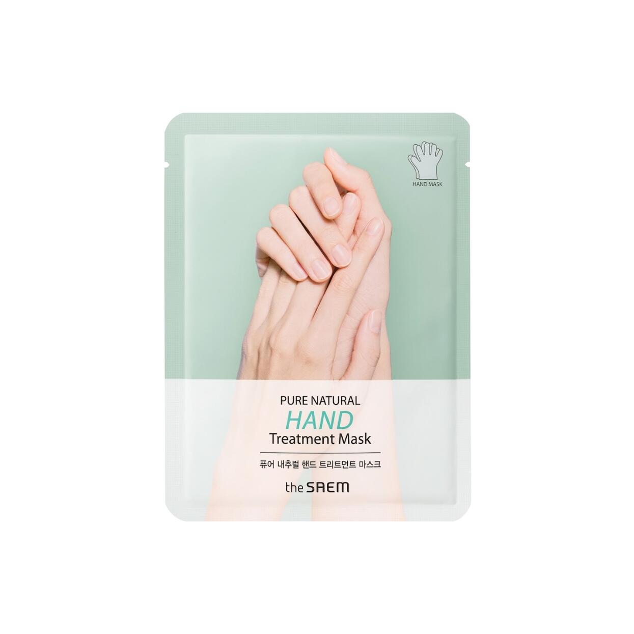 The SAEM Pure Natural Hand Treatment Mask 乾燥して疲れた手をしっとりとなめらかな肌へ導く集中保湿ハンドマスク高純度のシアバター パラフィンなどの天然由来成分配合豊かな栄養を浸透 手袋型ハンドケアアイテム